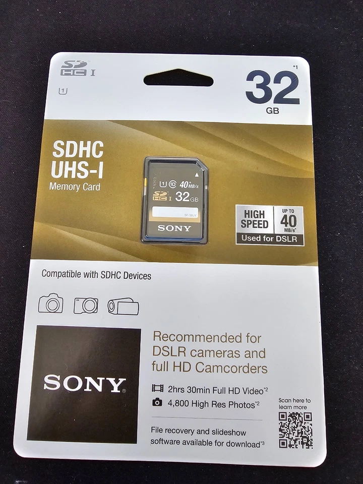 Sony 32GB Class 10 UHS-1 SDHC 40MB/s Memory Card SF32UY/TQMN NEW Authentic OEM - Image 1 of 2