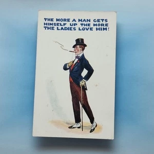 Comic Postcard C1920 Monocle Cigar Toff Spatz Cane Ladies Love Him - Picture 1 of 2
