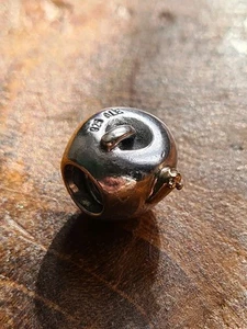 Authentic Pandora Apple With Worm Charm Pandora Two Tone Retired 925 ALE - Picture 1 of 7