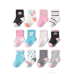12 Pairs KID'S Non-slip Socks Striped Animals Floor socks Heart Stars 0-7 Years - Picture 1 of 5