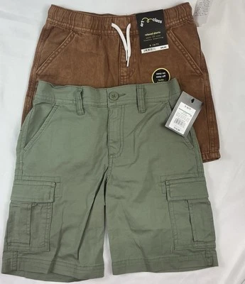 2-Pack Boys Art Class Shorts Size S (6/7) Green Cargo & Brown Drawstring NWT - Image 1 of 4