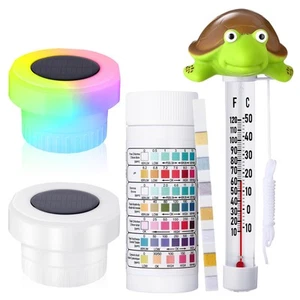 3 Pcs Pool Chlorine Floater with Pool Test Strips and Floating Pool Thermomet... - Picture 1 of 7