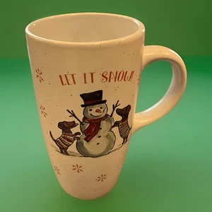 Menta y pino 18 oz. Taza 'Let it Snow' 6,5""H perros y muñeco de nieve" - Imagen 1 de 1