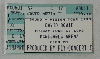 DAVID BOWIE 1990 Ticket Stub SOUND & VISION Tour 6/1/1990 - McNichols Arena CO - Image 1 of 2