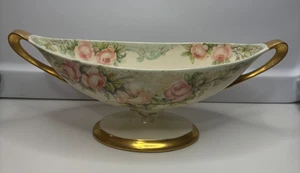 VTG BELLEEK Lenox Large Compote Center Piece Hand Painted ROSE 12in. GOLD TRIM - Picture 1 of 11