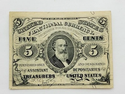 1863 US Fractional Currency, 5 cents, Circulated, Spencer M. Clark - Image 1 of 4