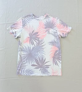 Reel Life Top Men's Small T-Shirt Tropical Floral Print Teal Blue *W/ Flaw* - Picture 1 of 21