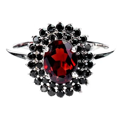 925 Sterling Silver Ring Oval Mozambique Garnet 8x6mm Spinel Gemstone Jewelry 8 - Image 1 of 4