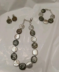 Brighton Kazuri Hand Painted Beaded Necklace Bracelet Earrings Set - Picture 1 of 7