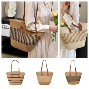Underarm Bag Striped Woven Handbag Large Capacity Beach Tote Bag Beach - Picture 1 of 16