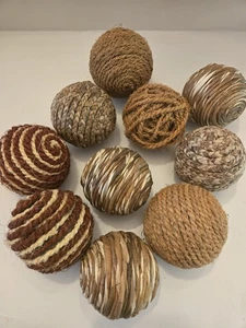 10 (Rattan, Seilart) Wohndeko Kugeln Kugeln Bio Farben Braun Neutral Neu - Bild 1 von 6