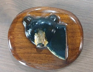 Vintage Hand Carved & Painted Bear Embossed Belt Buckle RARE ONE OF A KIND 3x2.5 - Picture 1 of 4