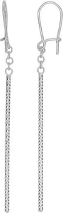 Floreo 14k White Gold 60mm Diamond Cut Bar Linear Drop Earrings - Picture 1 of 3