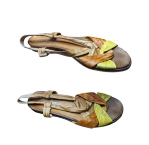 Zeta Yellow Orange Leather Sandals size Au 10/Eu41 made in Spain - Picture 1 of 7