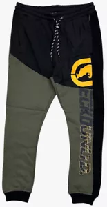 Felpa uomo Ecko Unltd colorblock stampa puff jogger in pile oliva/nero - Foto 1 di 4