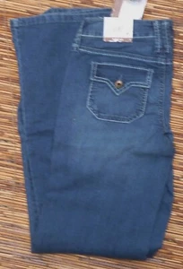 LISTA DE JEANS ELÁSTICOS DE ALGODÓN/POLIÉSTER ACAMPANADOS DE TIRO BAJO TALLA 1 SO JUNIOR $40 - Imagen 1 de 5