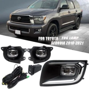 For Toyota Sequoia 18-22 LED Fog Light Bumper Frame Cover Daytime Running Light - Picture 1 of 10