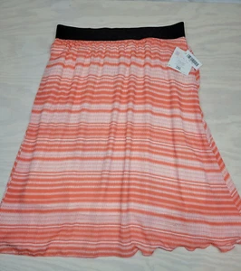 Lularoe Women's Size 2XL Lola Skirt Orange Stripe Elastic Waist Lined New - Picture 1 of 8