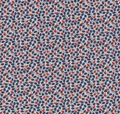 BTFQ 1930's Reproduction Moda Fabrics Chloe's Closet 1933 Red Navy White Vine - Image 1 of 2