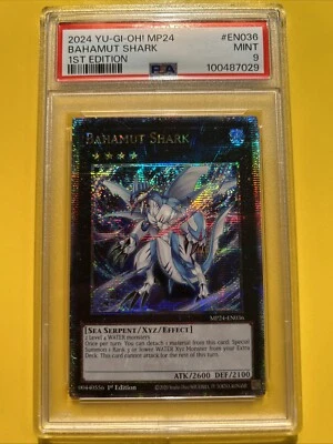 YuGiOh BAHAMUT SHARK #MP24-EN036🔥PSA 9 MT🔥1st ED-2024 QTR CENTURY SECRET RARE - Image 1 of 4