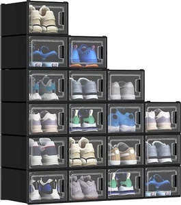 Stackable Shoe Box 18pcs | Drop-Front Shoe Storage - Picture 1 of 8