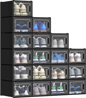Stackable Shoe Box 18pcs | Drop-Front Shoe Storage - Image 1 of 4