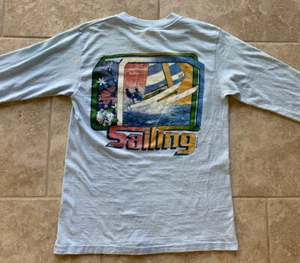 Vintage 1981 Wind Sailing Long Sleeve Pocket Shirt M Beach Boating Surf Daytona - Picture 1 of 8