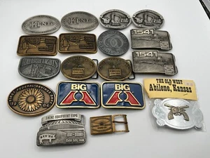 Lot Of 18 Vintage Metal Belt Buckles - Tractor, Farming, Seeds, Big A, Excavator - Picture 1 of 4