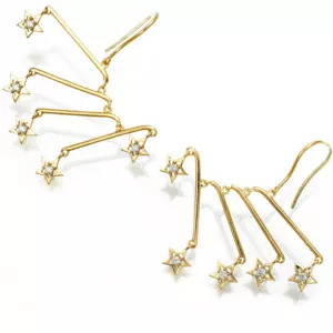 Auth TASAKI Earrings Mobile Star Diamond Hook 18K 750 Yellow Gold - Picture 1 of 6