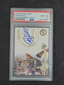 2005-06 Press Pass Auto Gold Chris Paul Rookie Auto Rare Blue Ink /100 RC PSA 8