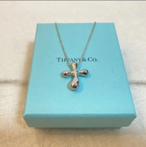 Tiffany & Co. Elsa Peretti Cross Necklace Pendant Silver 925 w/BOX GIFT 20×18mm - Picture 1 of 9