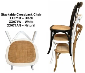 TARA HAMPTONS STACKABLE CROSS-BACK CHAIR DINING CHAIR BLACK WHITE NATURAL - Picture 1 of 1