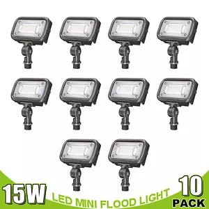10 Pack -15W Mini LED Flood Light Commercial Security Outdoor Lamp Knuckle Mount - Picture 1 of 16
