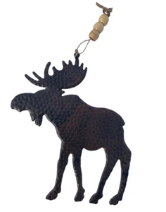 Metal Moose Ornament Lodge Woodland Camper 6.75" Rustic Antique Brown Decoration - Picture 1 of 10