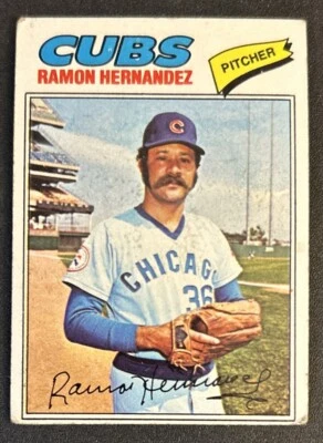 Tarjeta de béisbol 1977 Topps Ramón Hernández #468 Cubs Pitcher pobre O/C arrugada Foto 1 de 2
