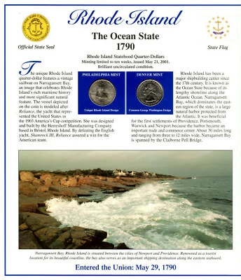Rhode Island Quarters P&D 2001 (Postal Panel Collection) PCS - Image 1 of 2