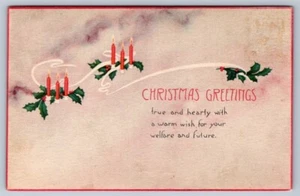 Christmas Greetings, Holly, Candles, Vintage Postcard - Bild 1 von 2