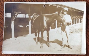 Early 1900s Possibly WW1 Era Real Photo Postcard Soldier With Horse - Picture 1 of 3