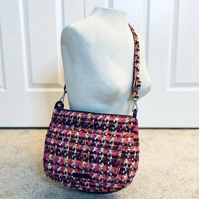 Bolso Bandolera Vera Bradley CARSON Rosa Naranja Púrpura Pata de Gallo Tweed 17 Foto 1 de 4