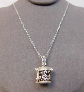 Rhodium Over Sterling Prayer Box Keepsake Lab Amethyst Pendant & Necklace JTV - Picture 1 of 6