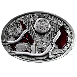Biker Gürtelschnalle Twin Motor USA Belt Buckle f. Wechselgürtel Motorrad *348 - Bild 1 von 4
