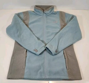 North Face Fleece Jacket Girls XL -Two Tone Baby Blue Gray T206 Full Zip - Picture 1 of 10