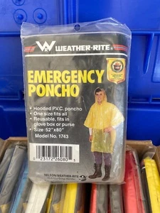 A Box of 12 Hooded Rain Poncho Raincoats Reusable One Size Fits Most - Picture 1 of 1