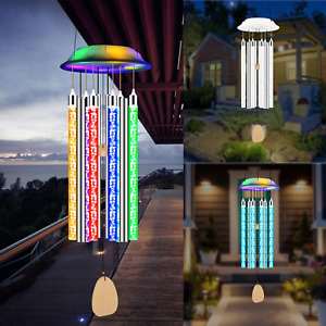 Solar Wind Chimes 6 LED Tubes Color Changing Solar Wind Chimes For Outside Decor