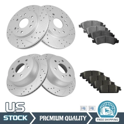 Rotores perforados delanteros traseros y almohadillas de cerámica para Chevrolet Tahoe Suburban 2015-2020 Foto 1 de 4