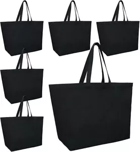 6 Pieces Extra Large Canvas Tote Bag Utility Heavy Duty Grocery Bags... - Picture 1 of 2