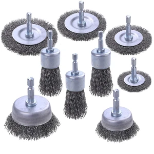 9 Pack Wire Brush for Drill Set, Abrasive Wire Wheel for Drill 1/4 Inch Hex Shan - Picture 1 of 12