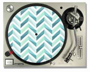 Blau Zig Zag Dj Slipmats / Turntable Slip Matten X 2 - Technik - Picture 1 of 1