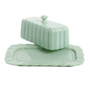 The Pioneer Woman Jadeite Timeless Beauty Green Milk Glass Butter Dish NEW - Picture 1 of 3