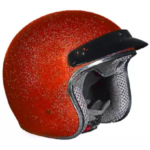 Red Metal Flake L 3/4 Helmet by KALI with 3 Snap Visor Lightweight Large Harley - Picture 1 of 12